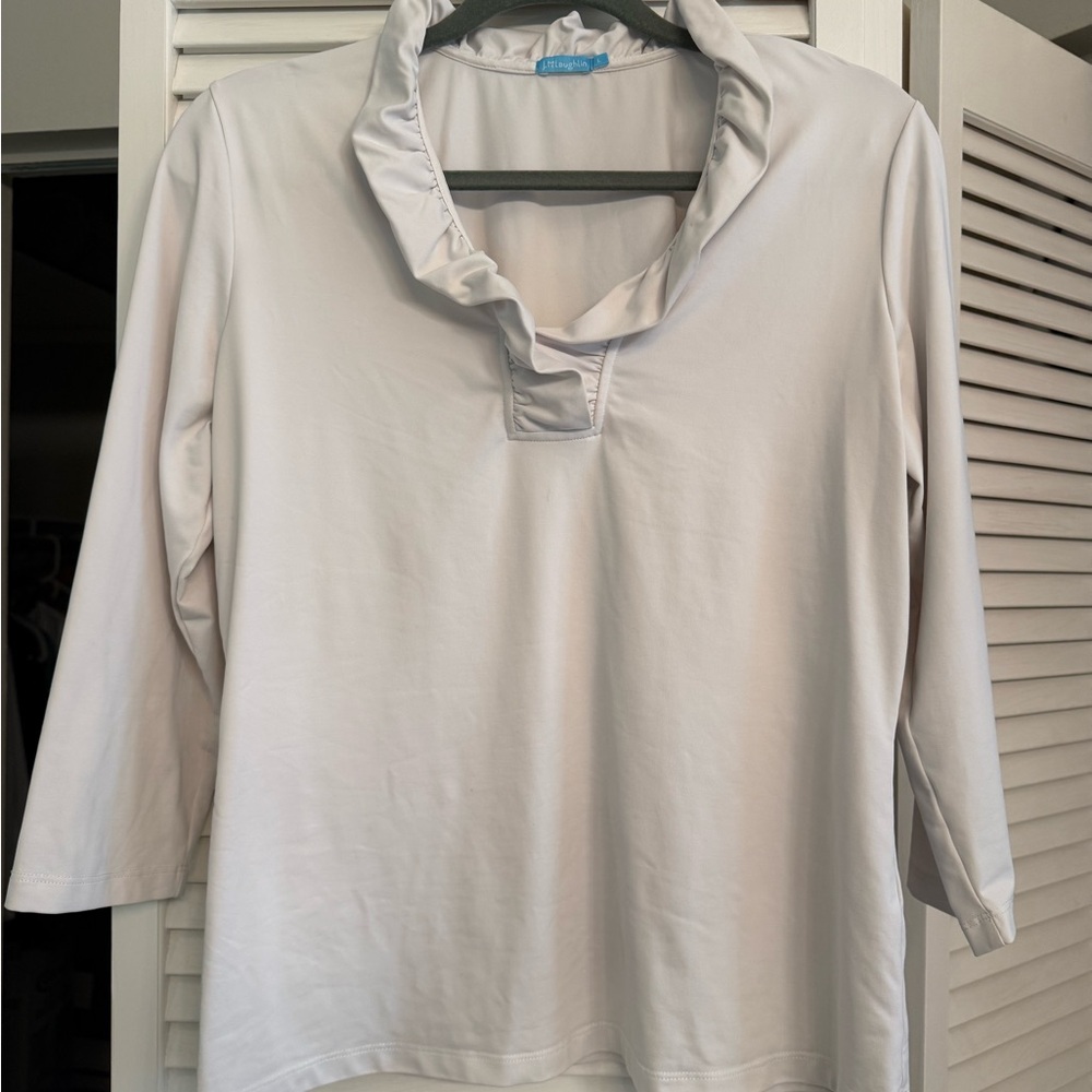 J. McLaughlin Cream Ruffled Blouse